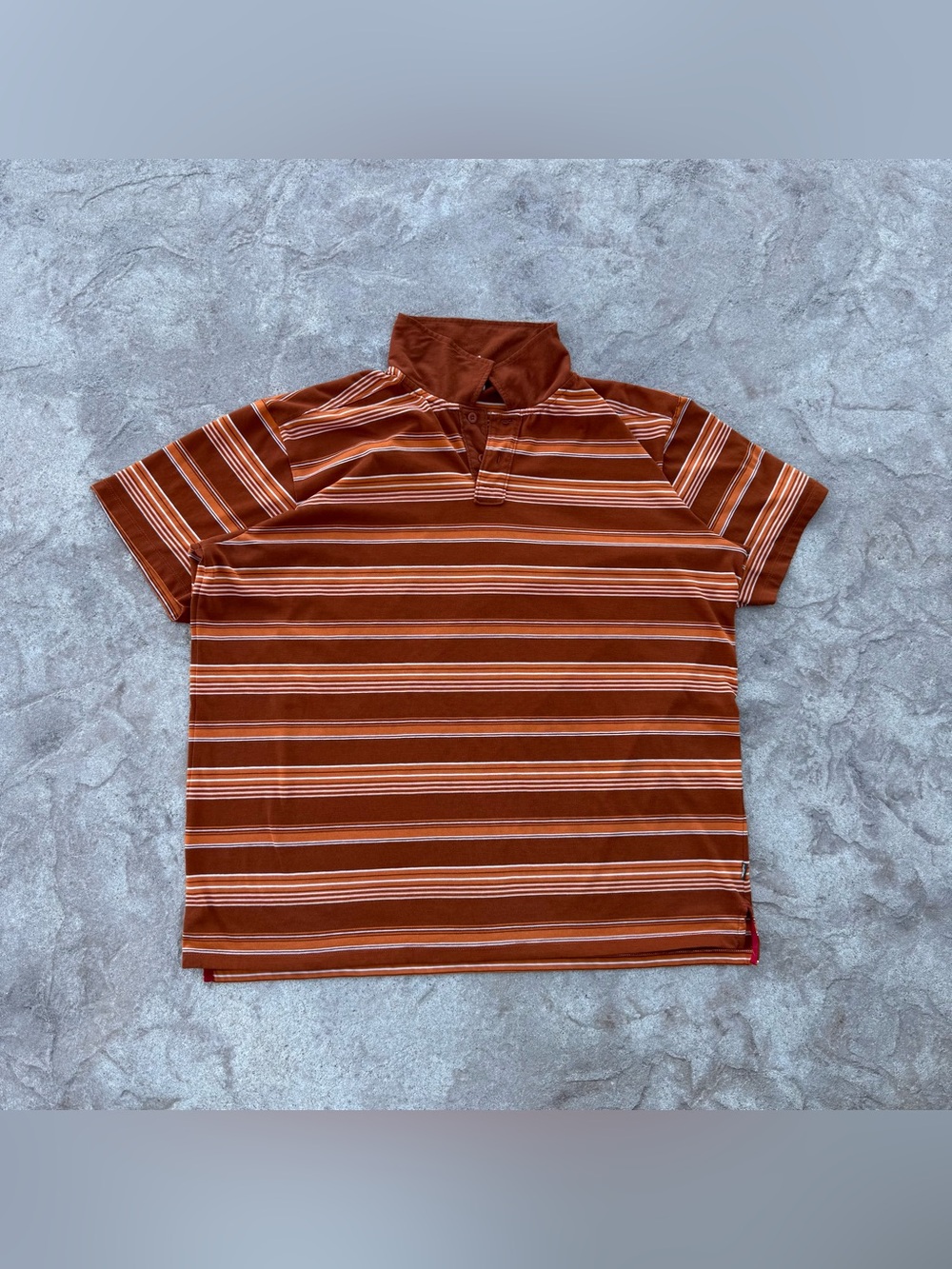 The North Face Orange Retro Striped Polo Shirt Size XXL